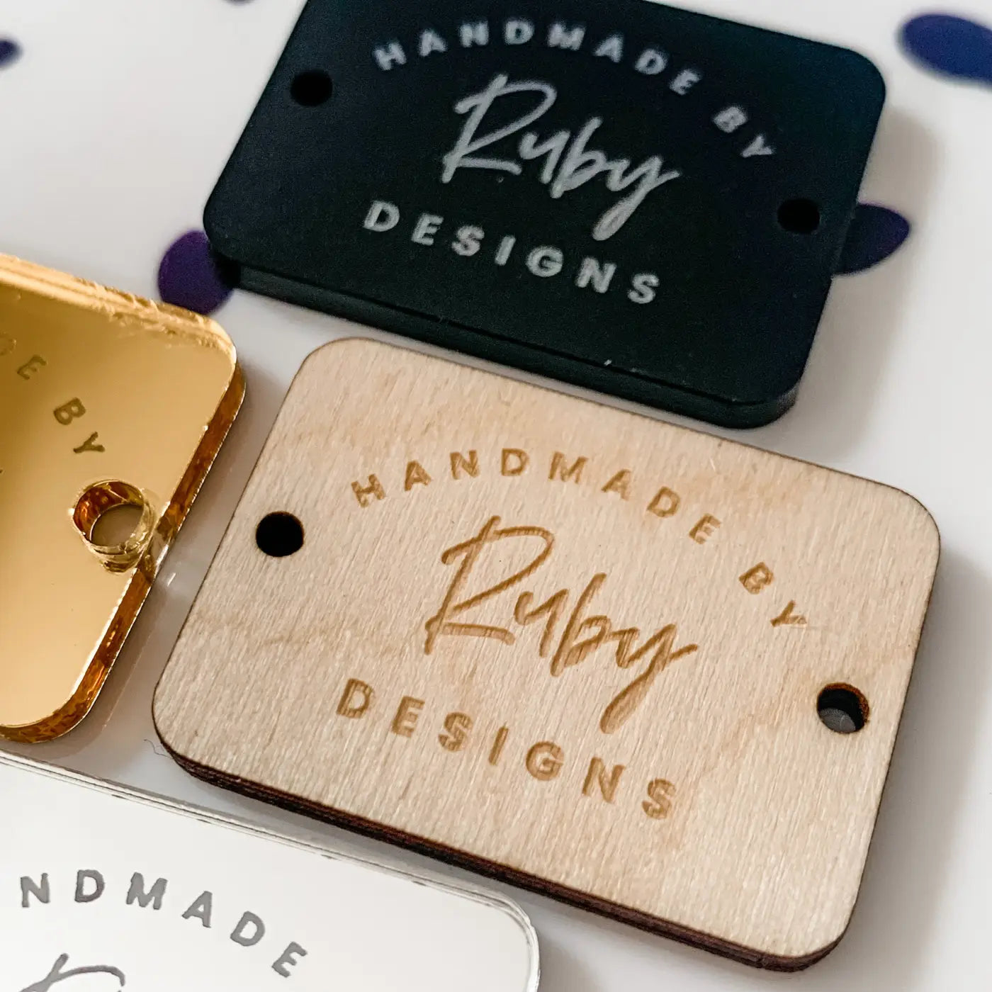 Personalised button tag | engraved wood buttons & acrylic gift tags for craft labels
