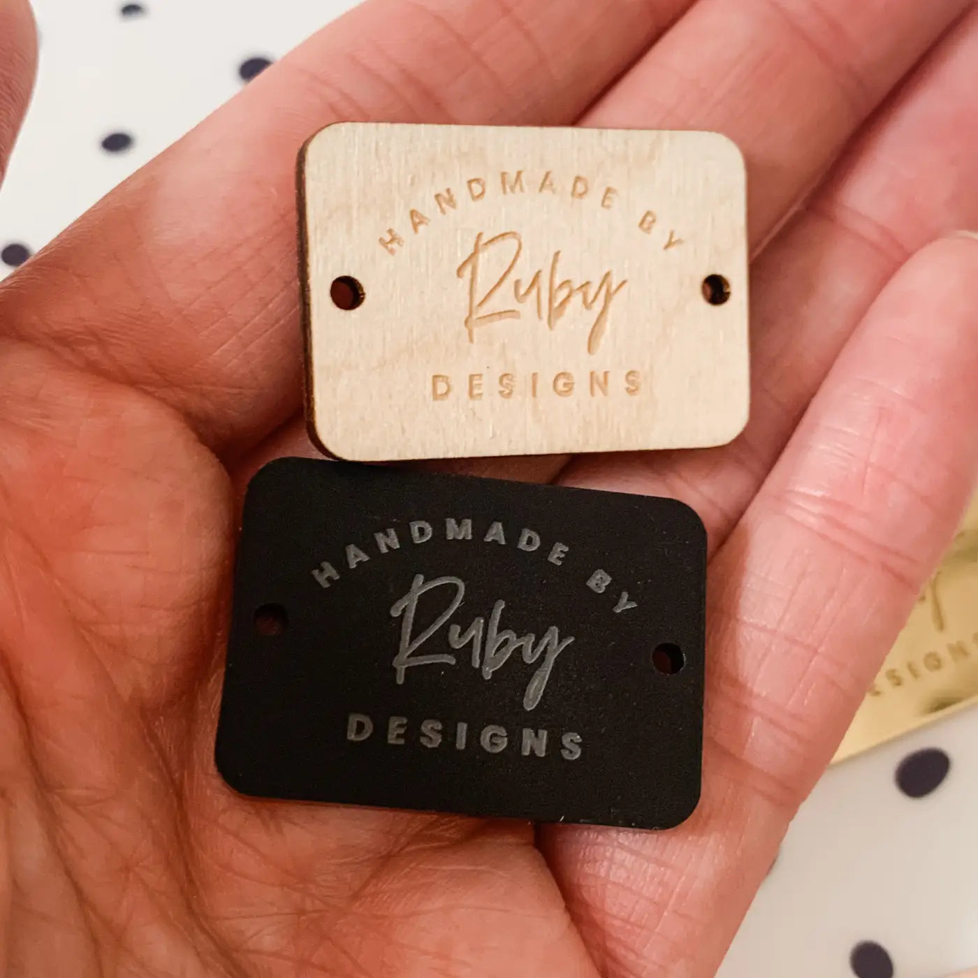 Personalised button tag | engraved wood buttons & acrylic gift tags for craft labels