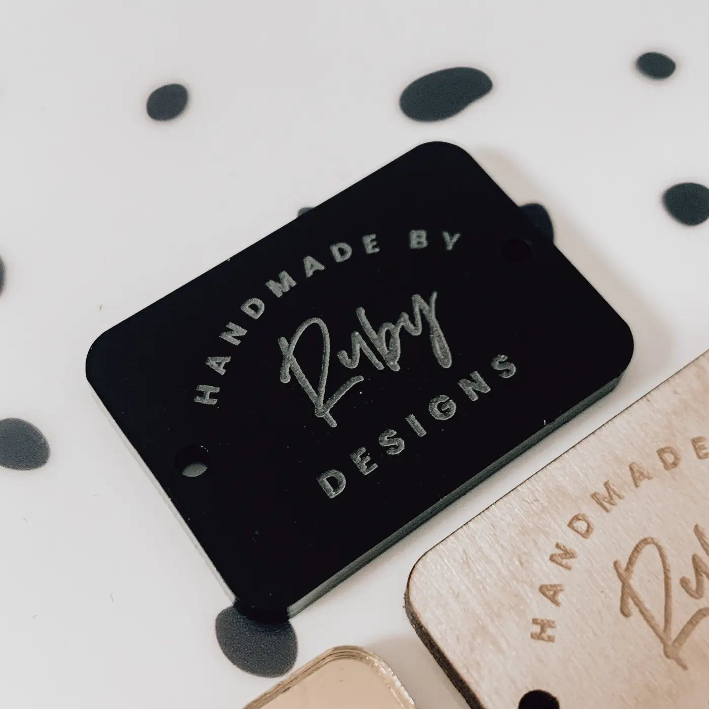Personalised button tag | engraved wood buttons & acrylic gift tags for craft labels