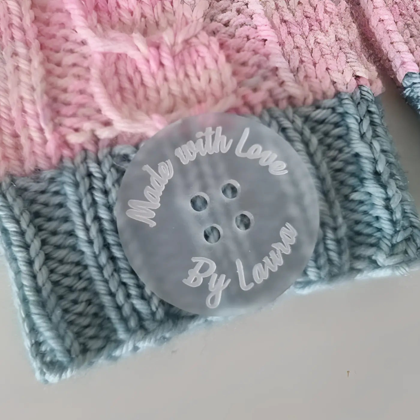 Personalised button tag – engraved wood buttons & acrylic gift tags for craft labels
