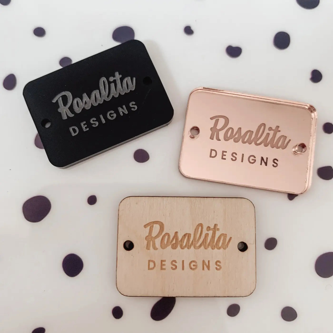 Personalised button tag – engraved wood buttons & acrylic gift tags for small business labels