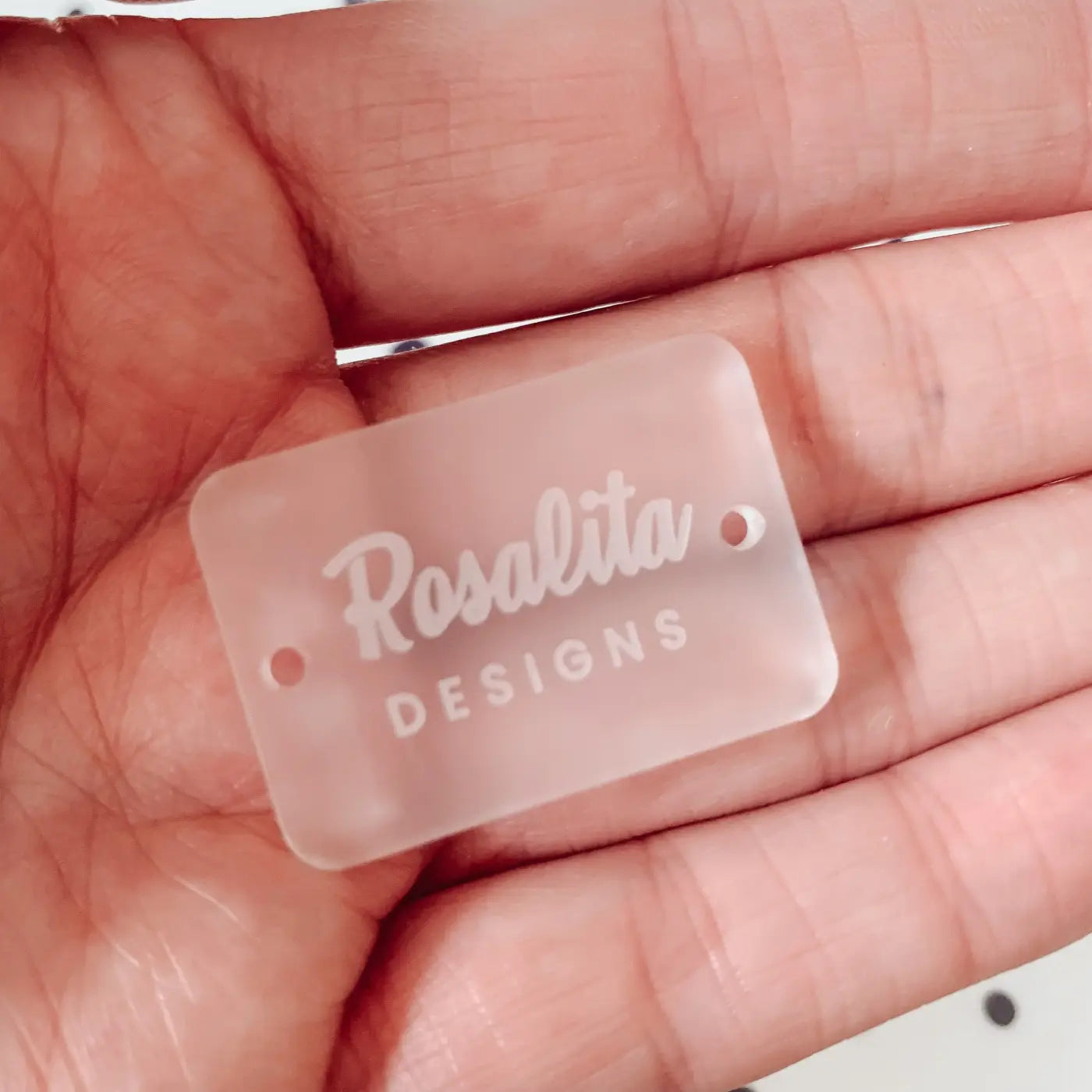 Personalised button tag – engraved wood buttons & acrylic gift tags for small business labels