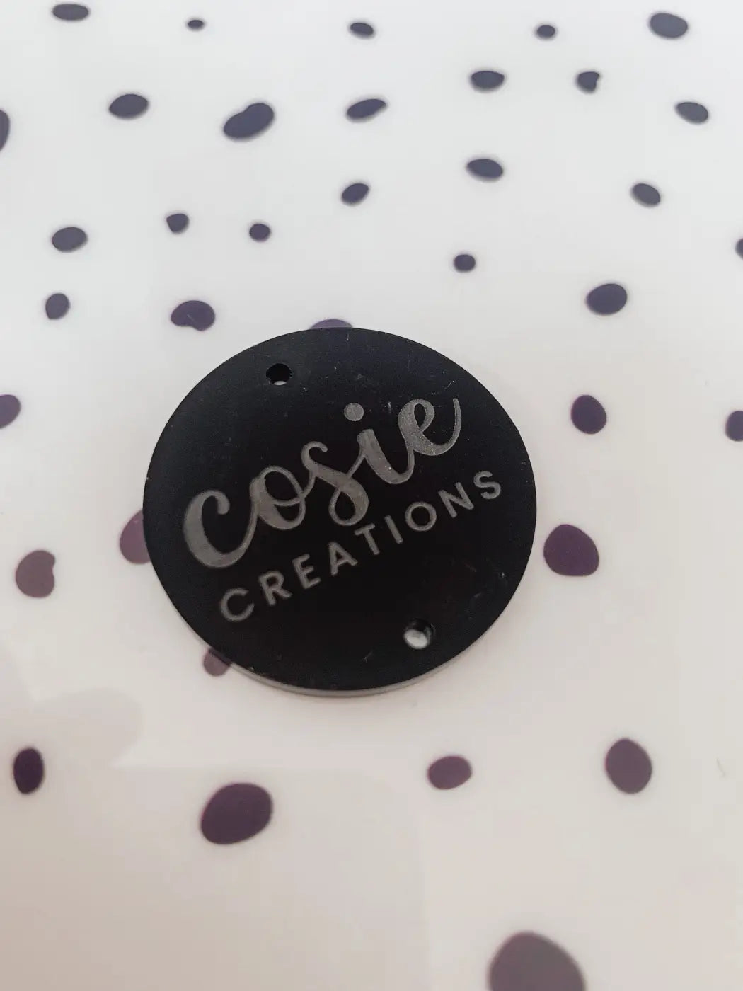 Personalised button tag – engraved wood buttons & acrylic tags for gifting