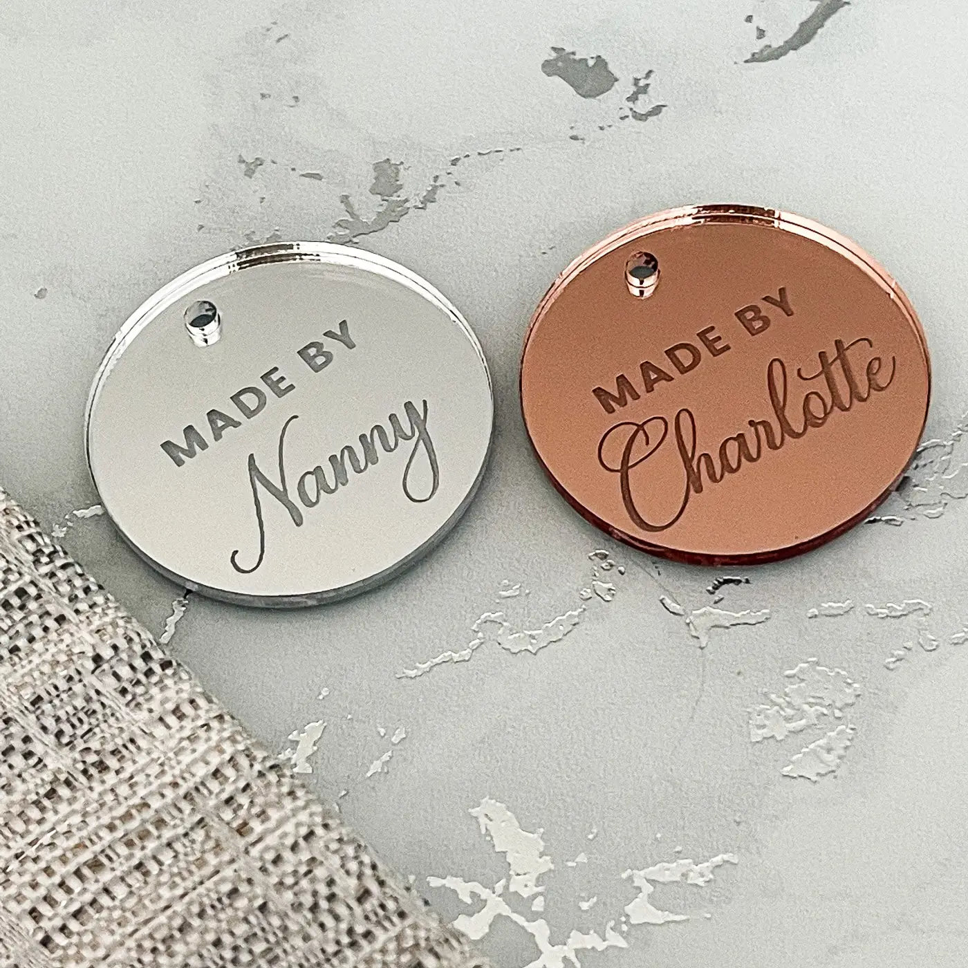 Personalised button tag – luxury craft labels | custom sewing & handmade gift tags