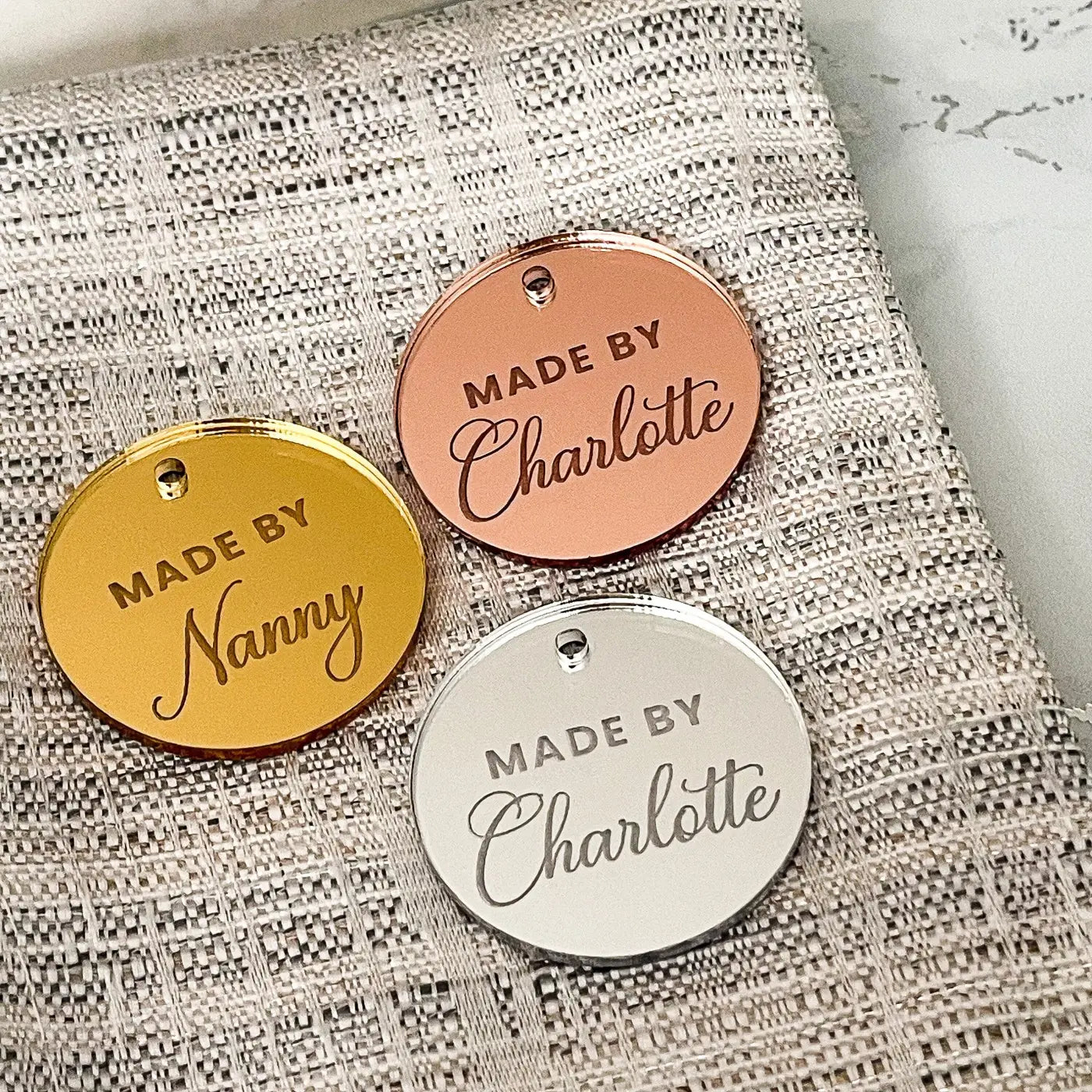 Personalised button tag – luxury craft labels | custom sewing & handmade gift tags