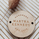 Personalised button tag pack of 5 – luxury acrylic circular tags with sew holes