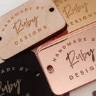 Personalised button tags - luxury acrylic product labels with custom sew holes