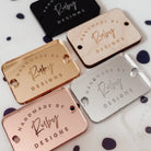 Personalised button tags - luxury acrylic product labels with custom sew holes