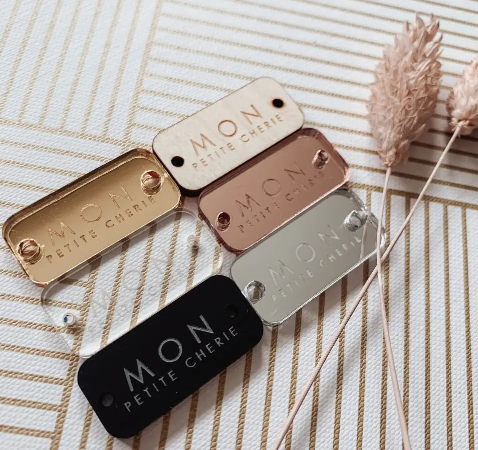 Personalised button tags – luxury custom branding labels | pack of 5 premium