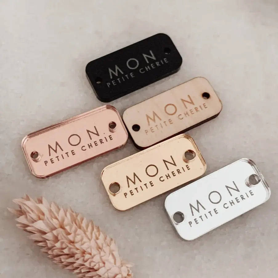 Personalised button tags – luxury custom branding labels | pack of 5 premium