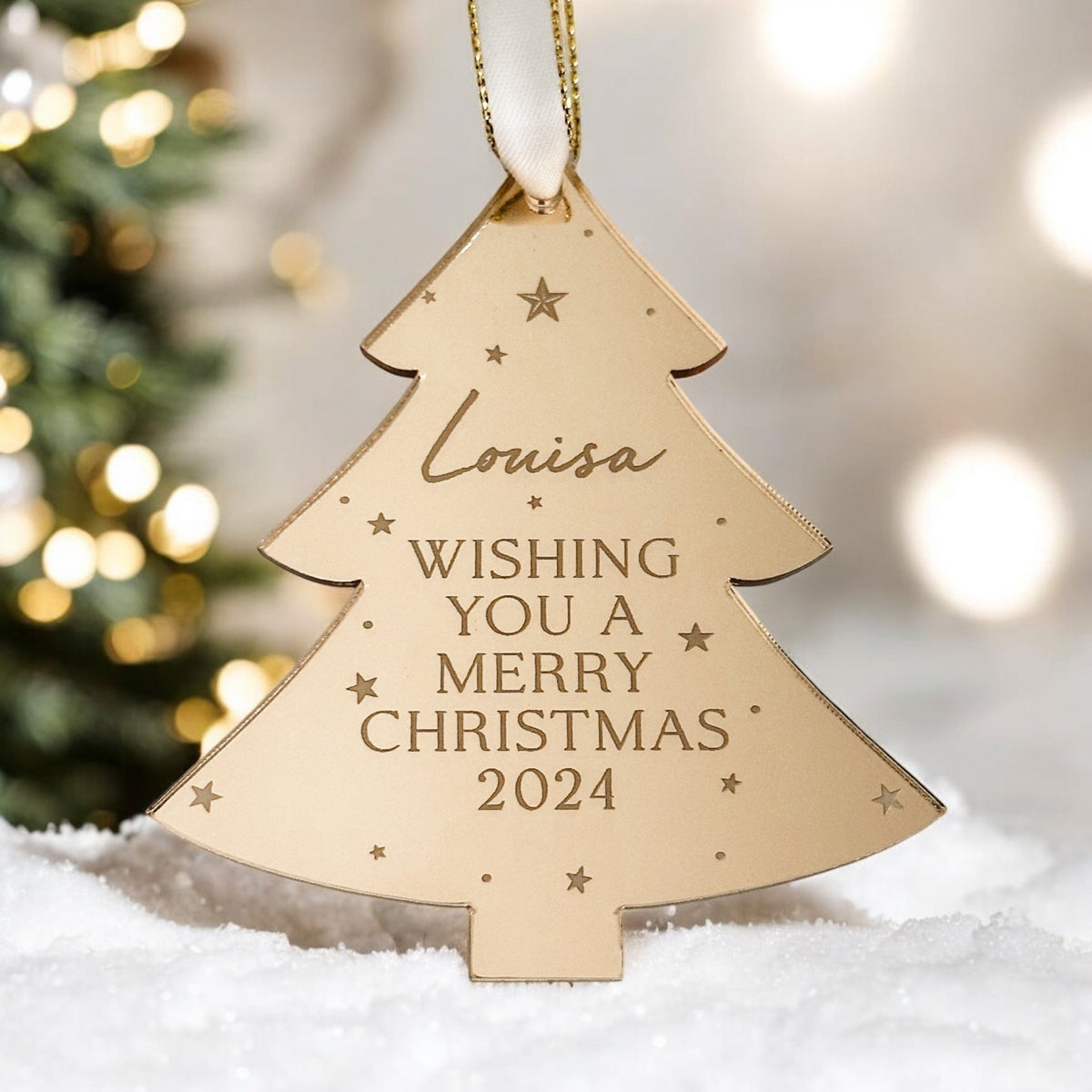 Personalised family Christmas bauble with a custom name design