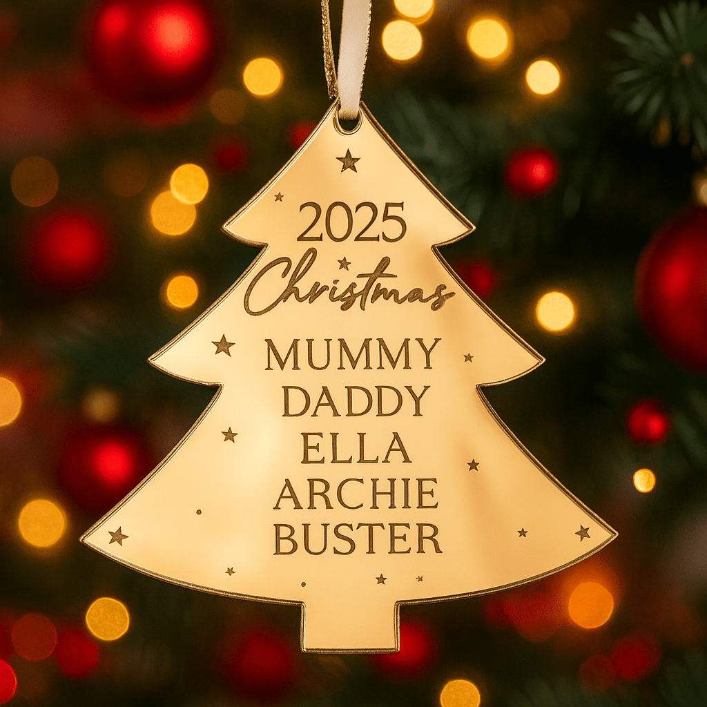 Personalised family Christmas bauble for Christmas tree decorations