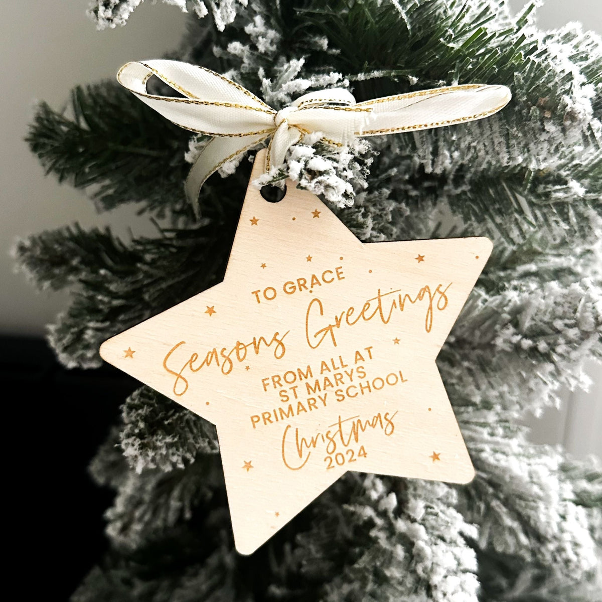 Personalised Christmas Baubles designed for school Christmas tree displays