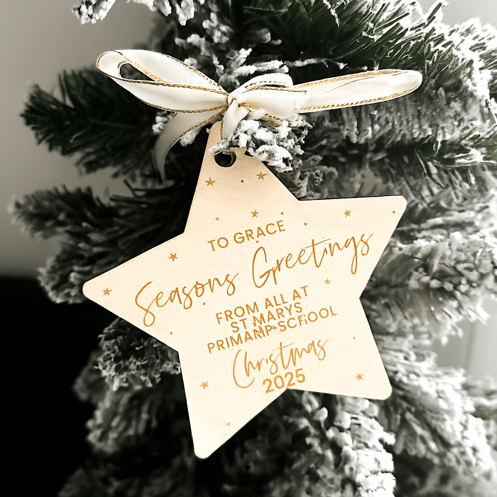 Personalised Christmas Baubles for school Christmas tree displays