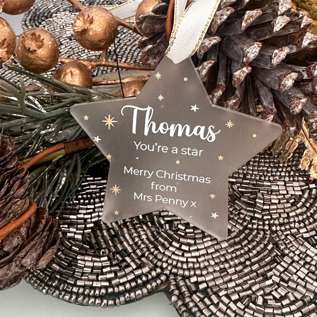 Personalised Christmas Star for Christmas decorations