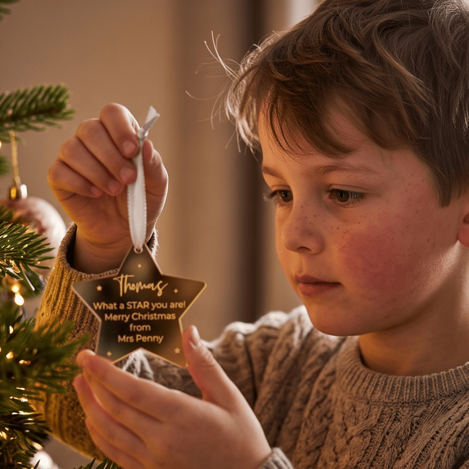 Personalised Christmas Star for school anniversary gifts