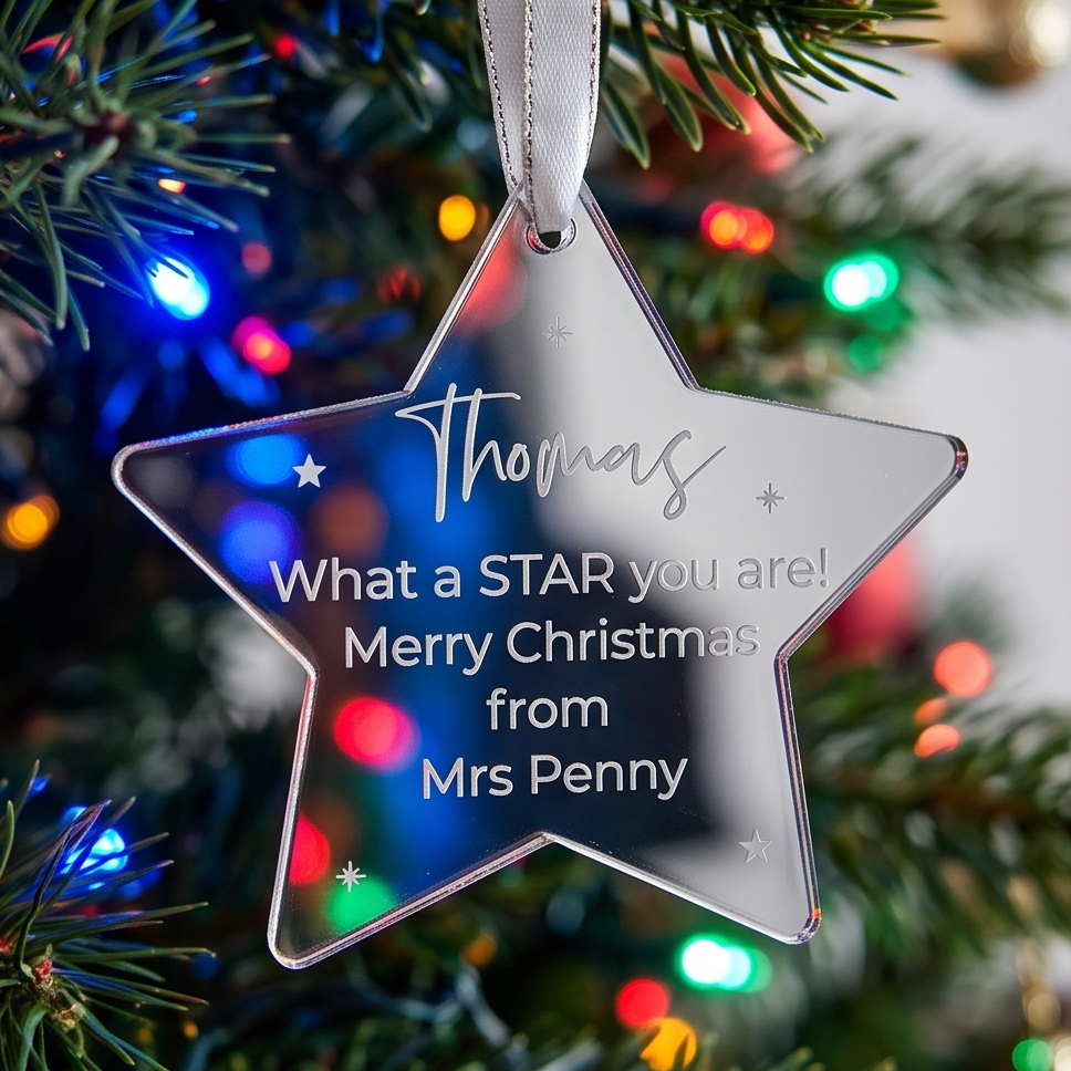 Personalised Christmas Star for Christmas decorations