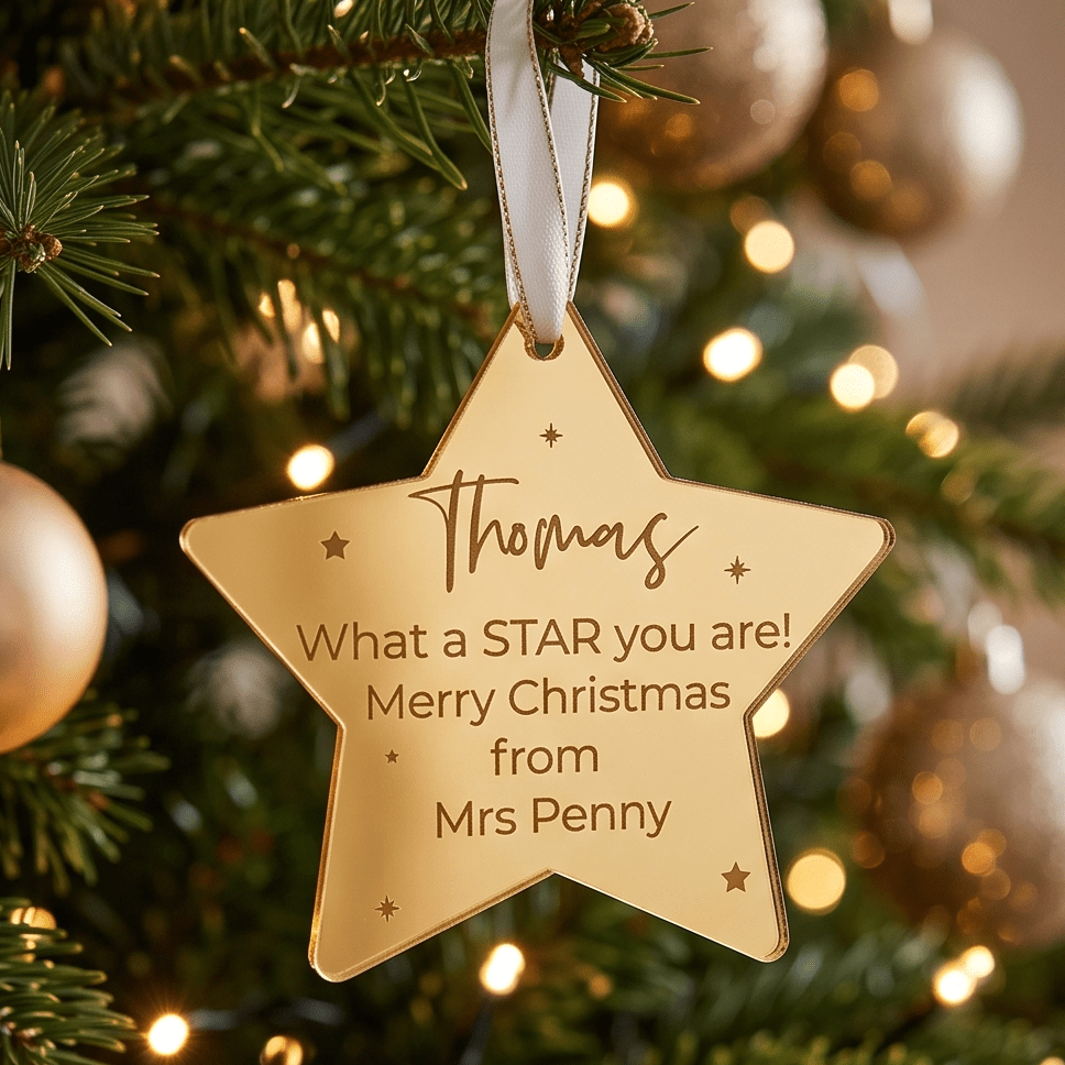Personalised Christmas Star for school Christmas tree displays