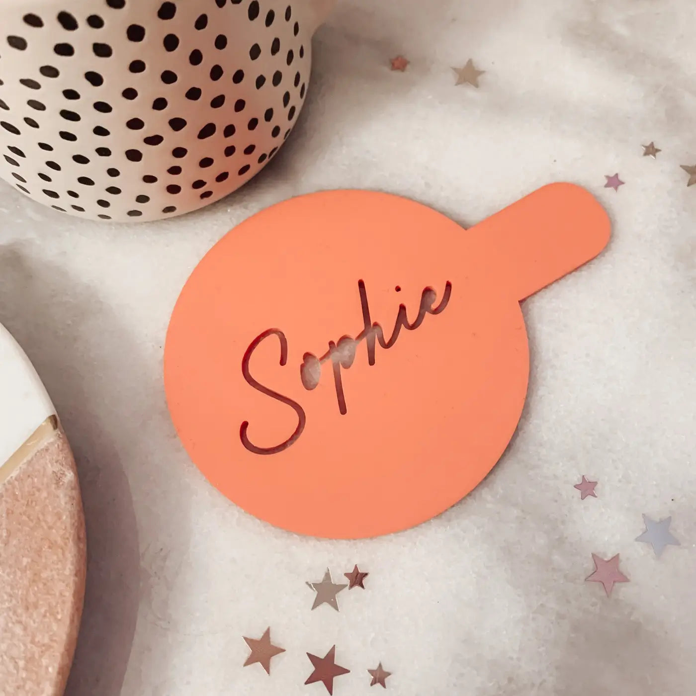 Personalised coffee stencil – luxury custom text gift | precision cut acrylic