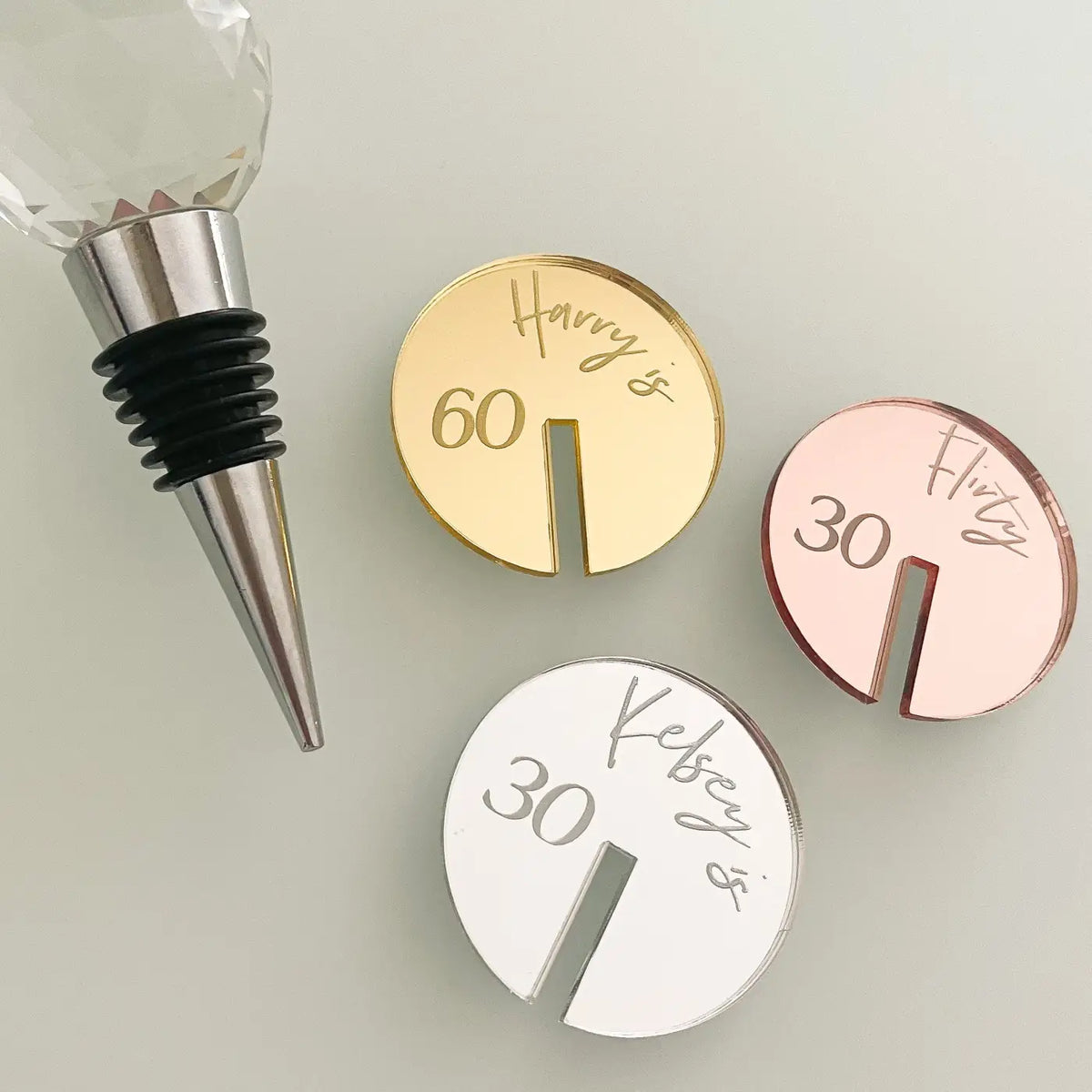 Personalised drinks charms – custom acrylic & luxury party accessories for birthday - sign