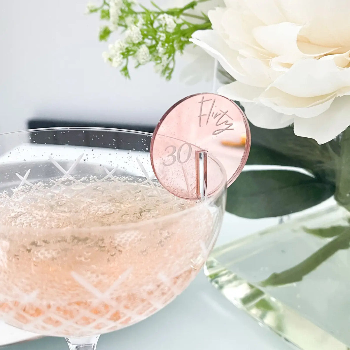 Personalised drinks charms – custom acrylic & luxury party accessories for birthday - sign