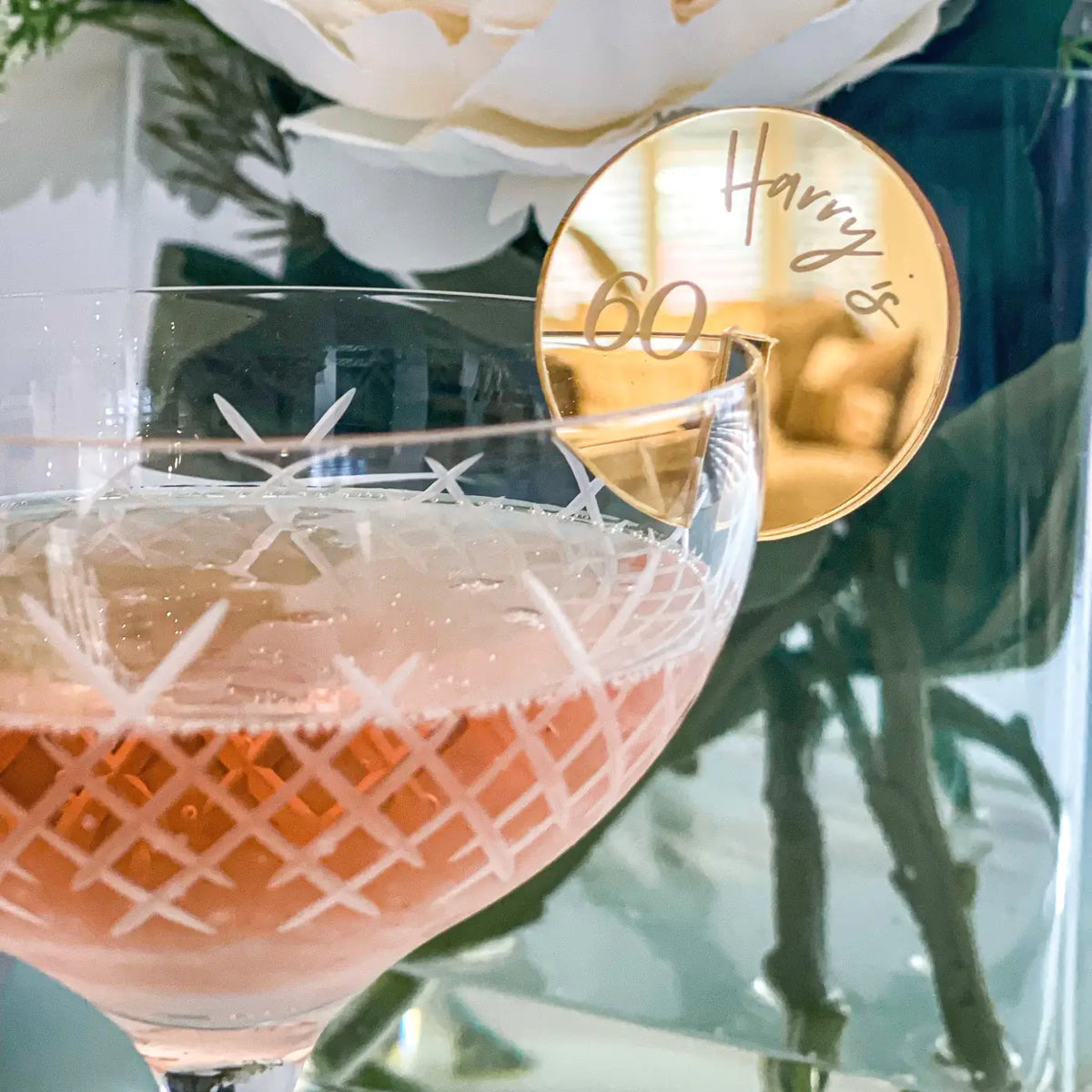 Personalised drinks charms – custom acrylic & luxury party accessories for birthday - sign