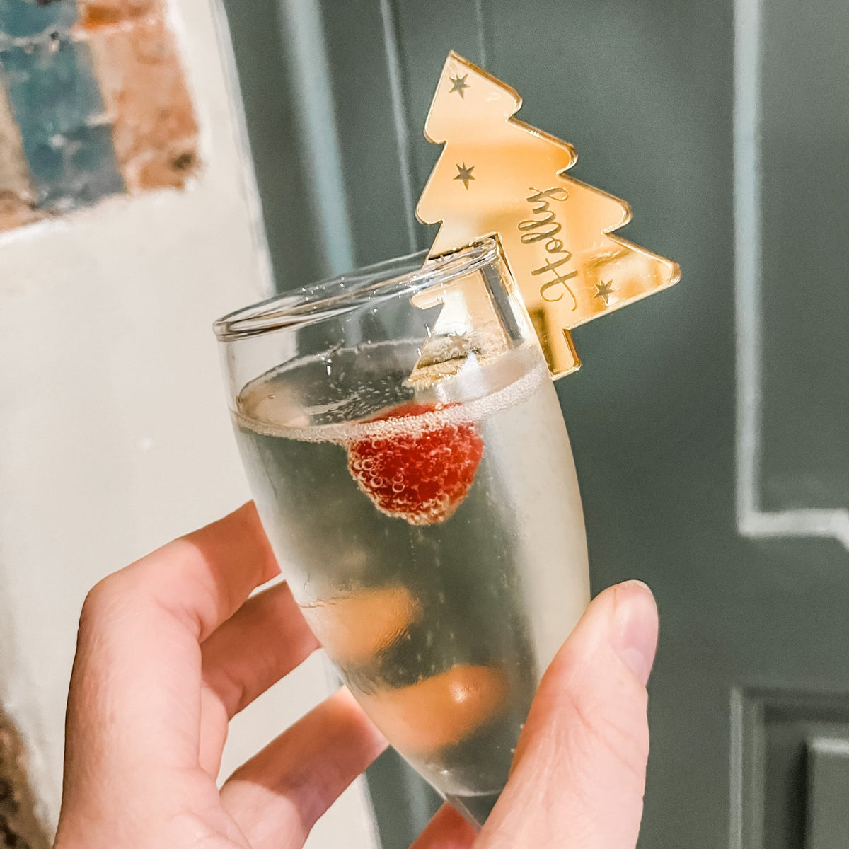 Personalised Christmas tree drinks charms for drinks at special occasions