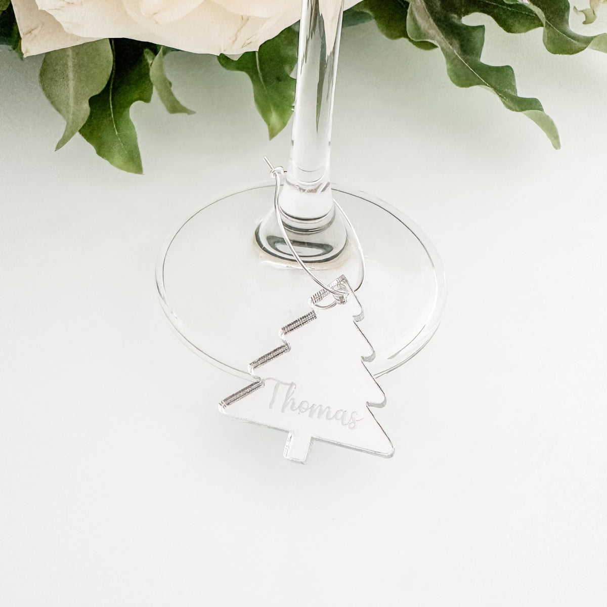 Personalised Christmas tree drinks charms for party cocktail styling