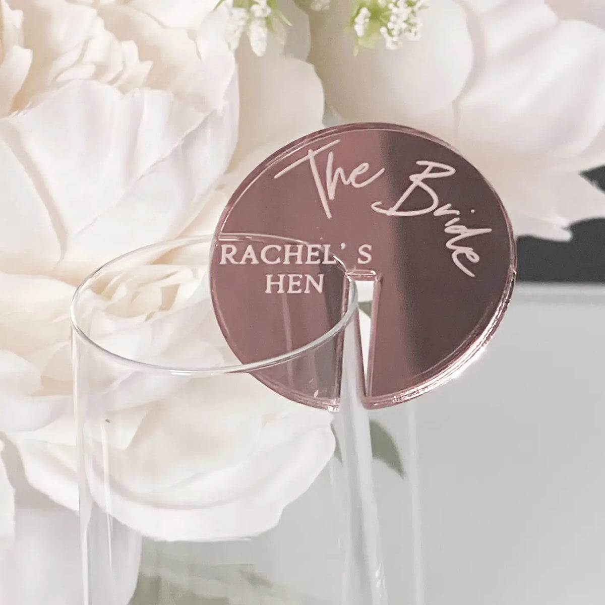 Personalised drinks charms – luxury hen party accessories | custom acrylic