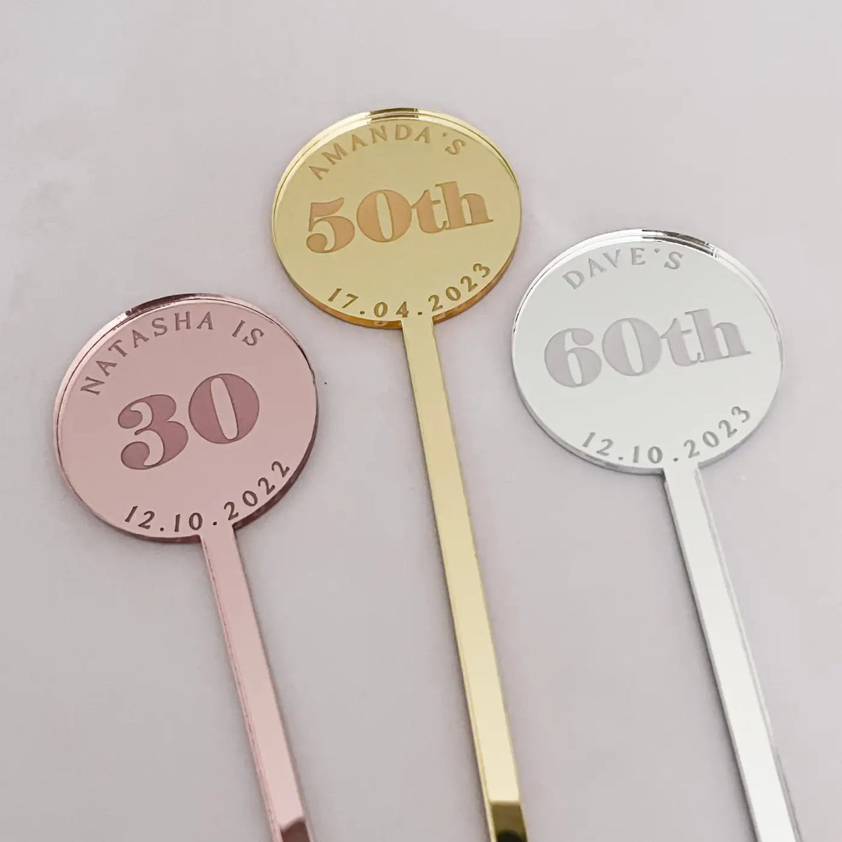 Personalised drinks stirrers – custom acrylic party accessories | luxury birthday decor - sign