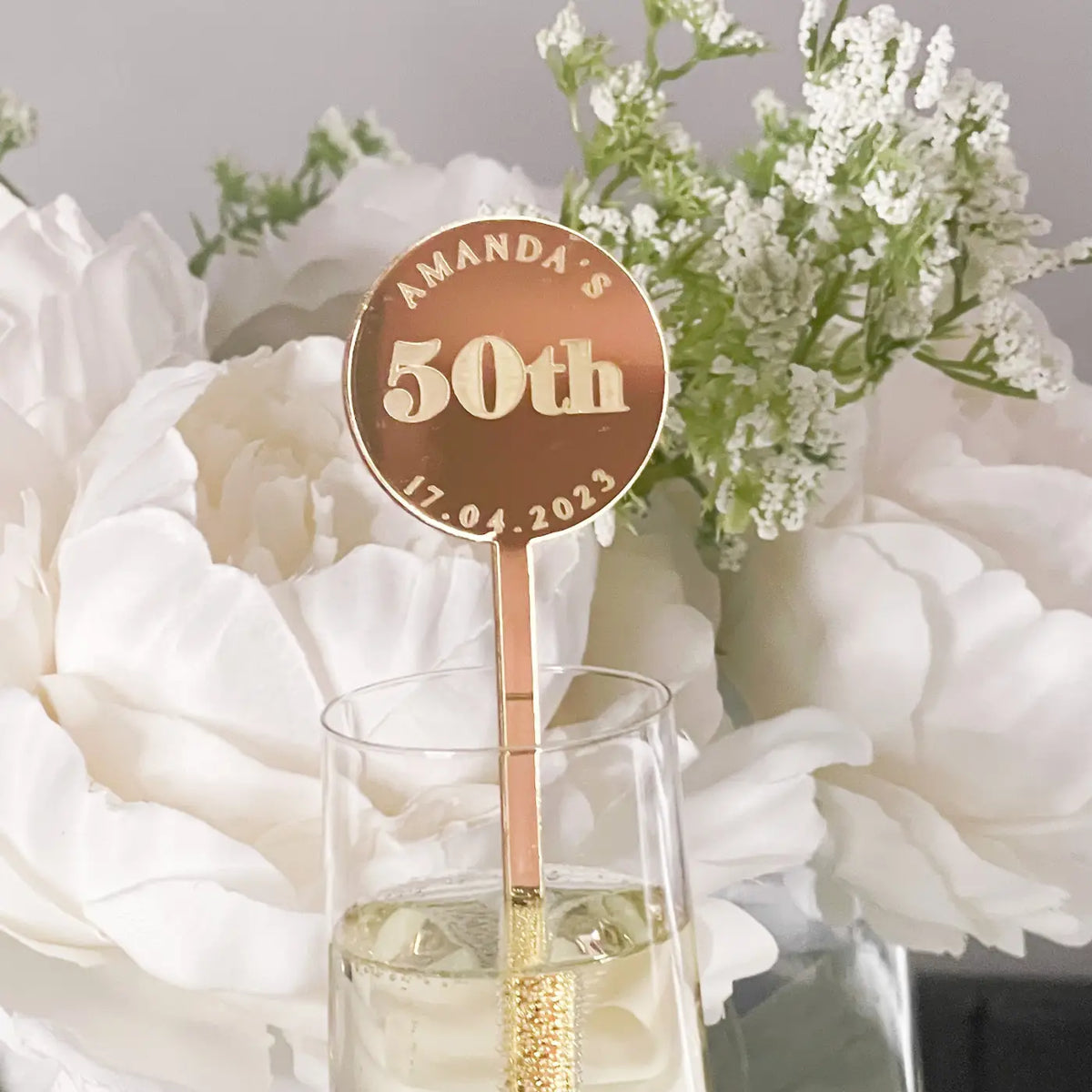 Personalised drinks stirrers – custom acrylic party accessories | luxury birthday decor - sign