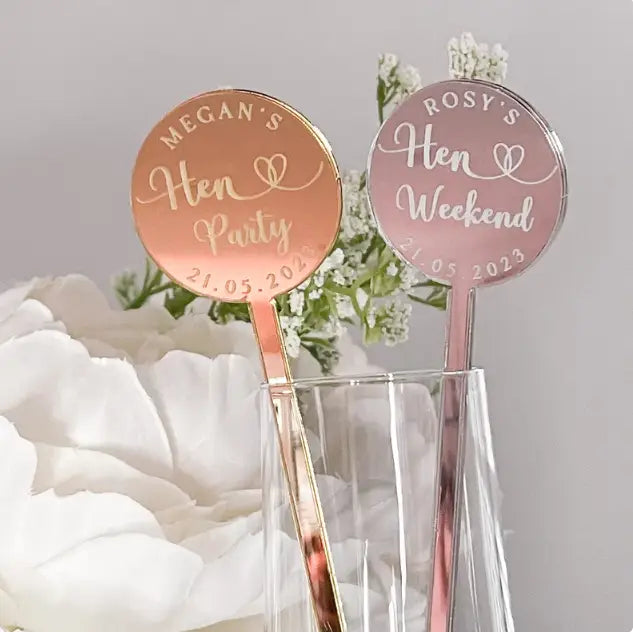 Personalised drinks stirrers - custom cocktail sticks | luxury hen party accessories