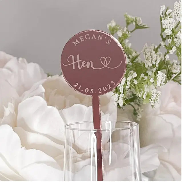 Personalised drinks stirrers - custom cocktail sticks | luxury hen party accessories