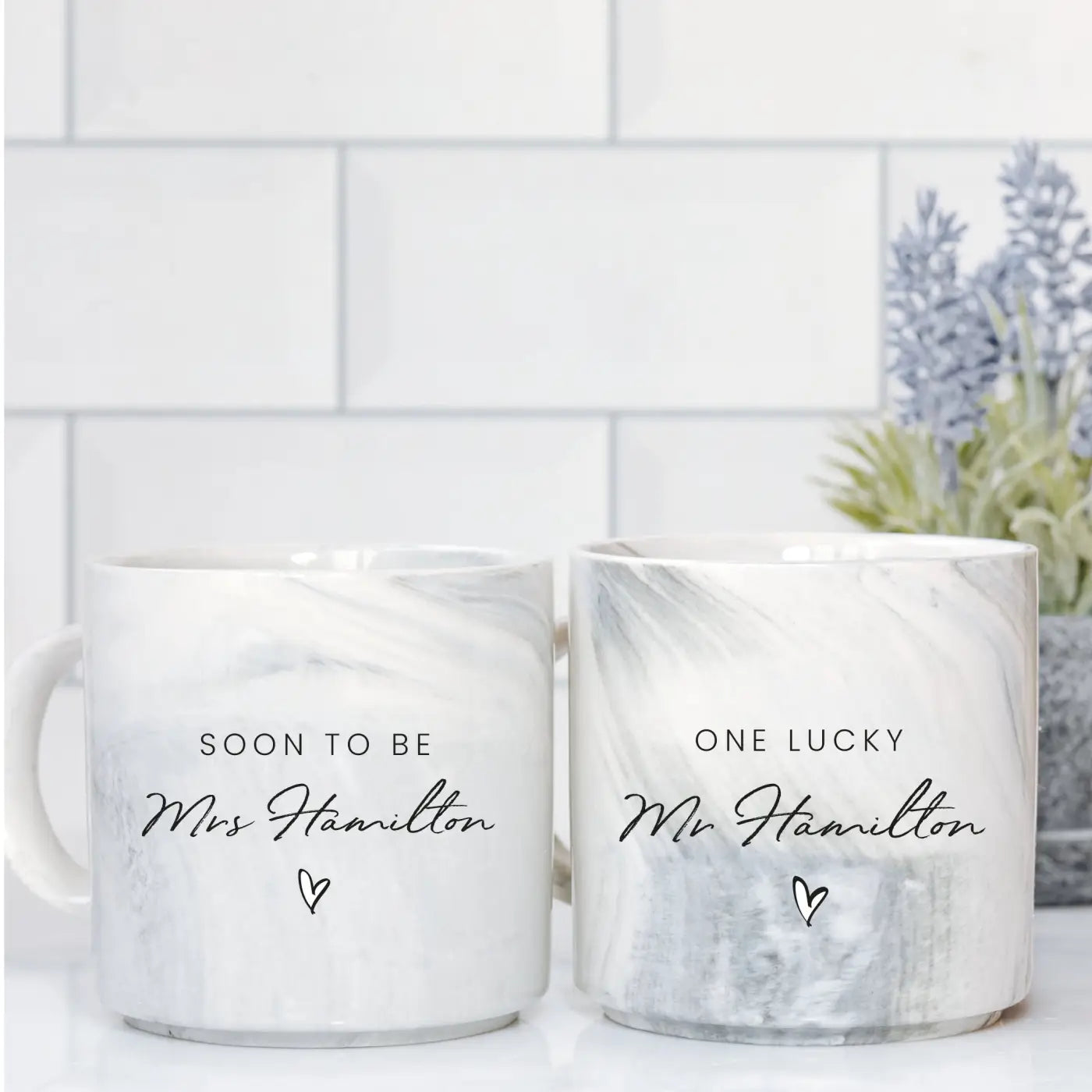 Personalised engagement gift – luxury marble design keepsake | custom wedding present