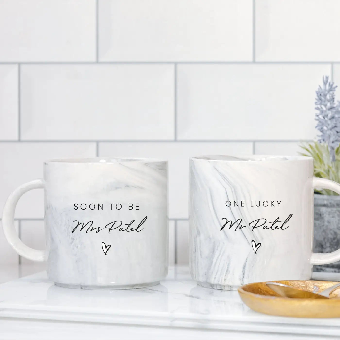 Personalised engagement gift – luxury marble design keepsake | custom wedding present