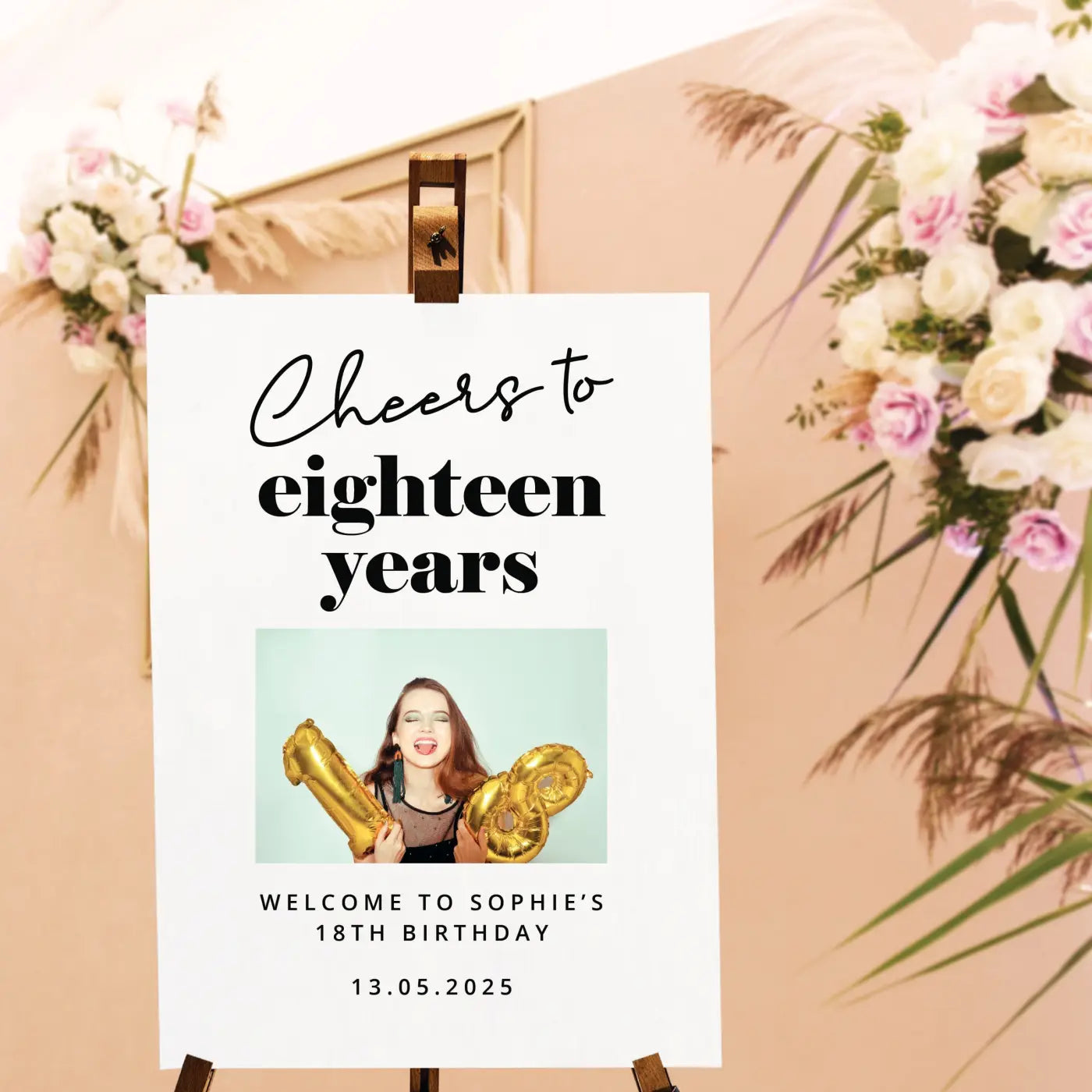 Personalised event sign – luxury 18th birthday party custom name foamboard