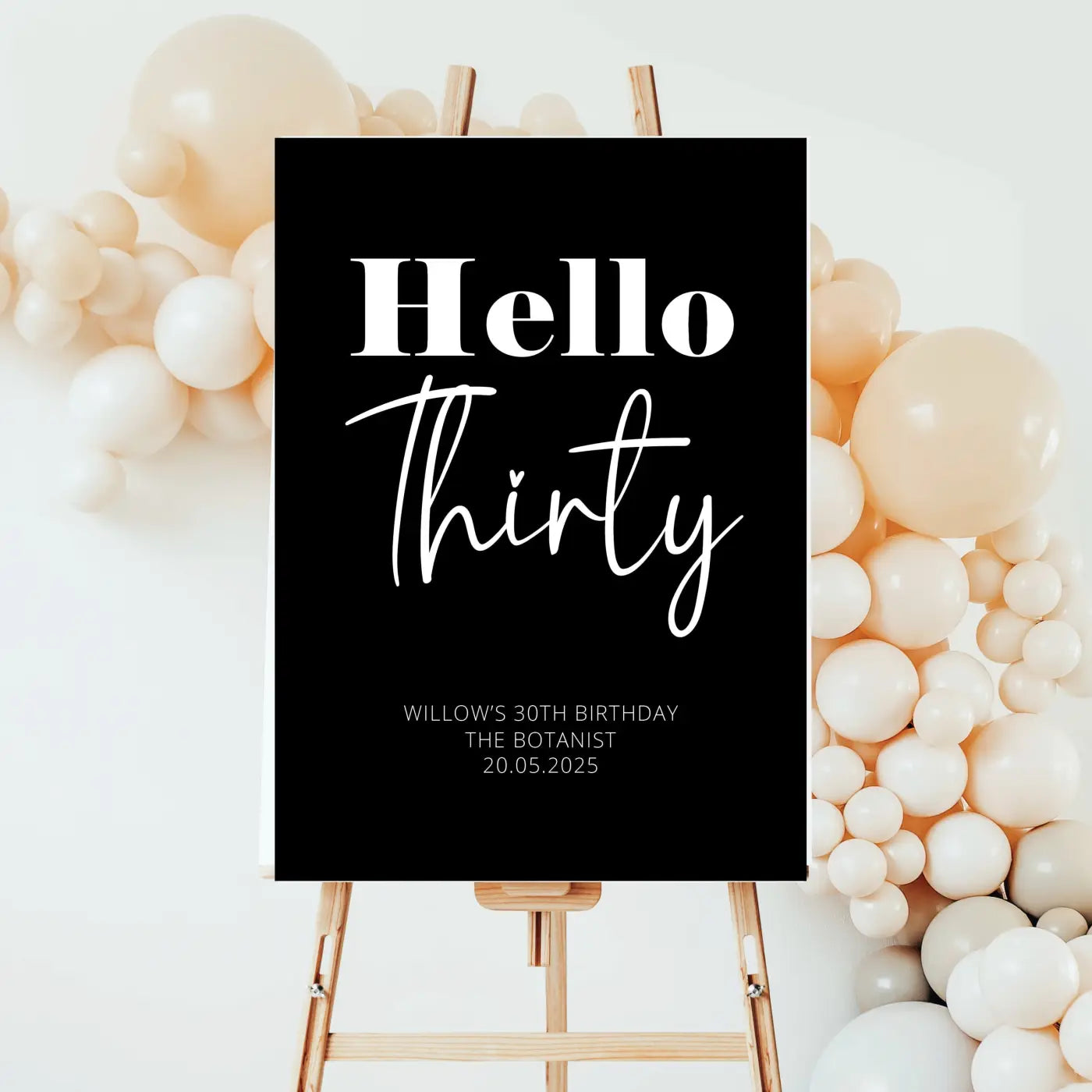 Personalised event sign – luxury 40th birthday welcome | custom party decor