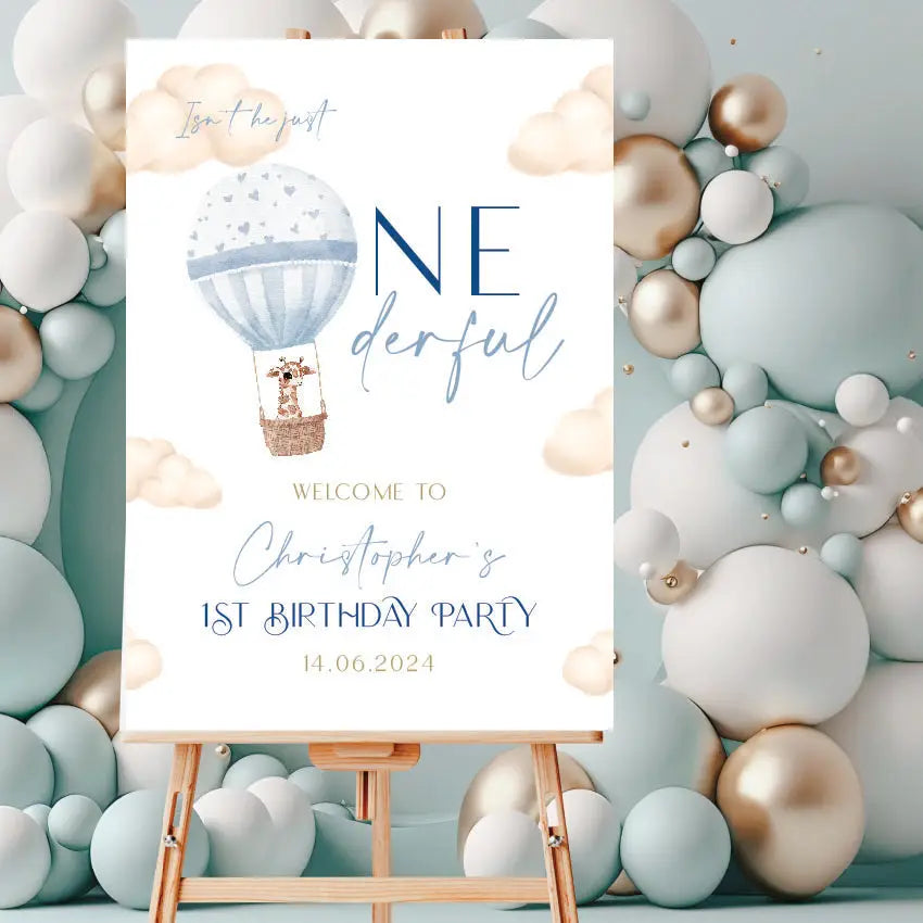 Personalised event sign – luxury baby boy birthday party custom foamboard