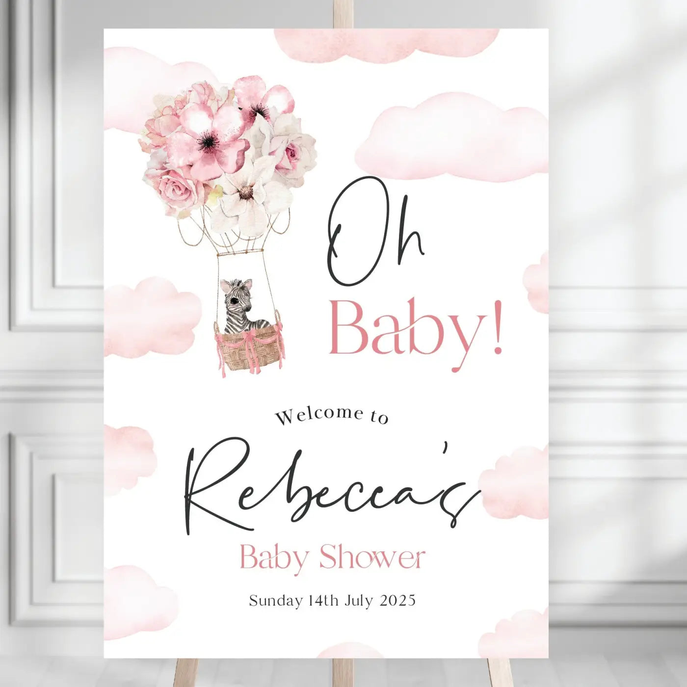 Personalised event sign – luxury baby shower on premium foamboard with matte finish