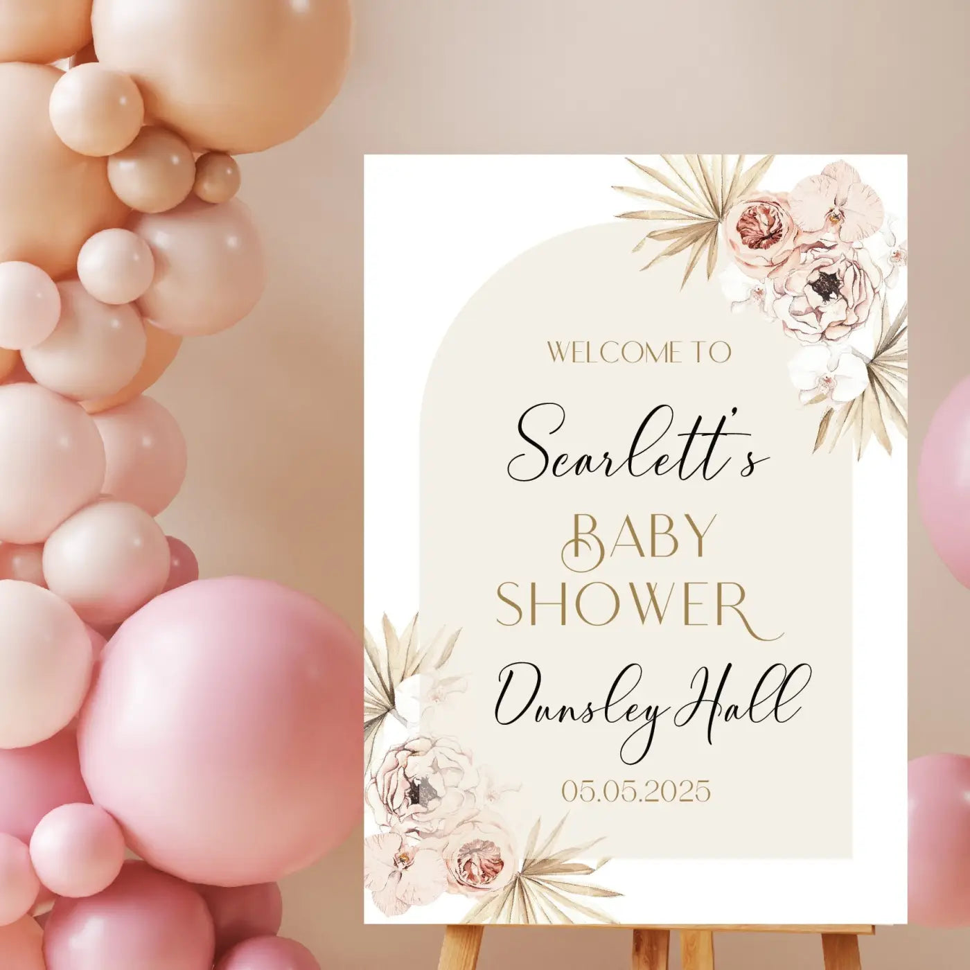 Personalised event sign – luxury baby shower welcome on premium foamboard