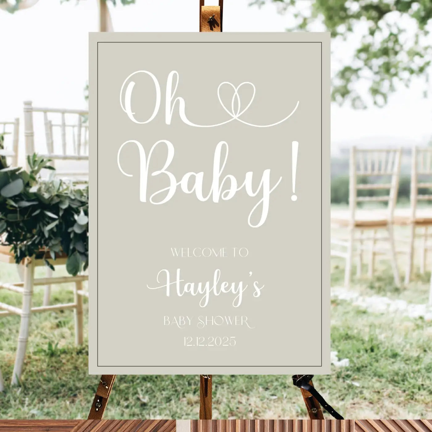 Personalised event sign - luxury baby shower welcome party on foamboard