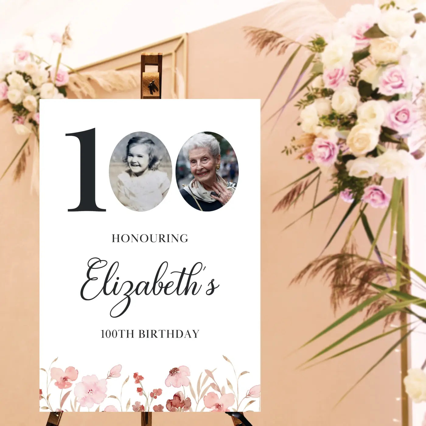 Personalised event sign – luxury birthday party | custom photo poster