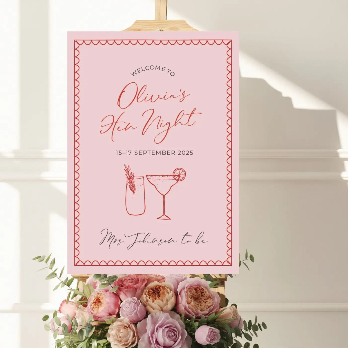 Personalised event sign – luxury bride welcome | hen party foamboard décor