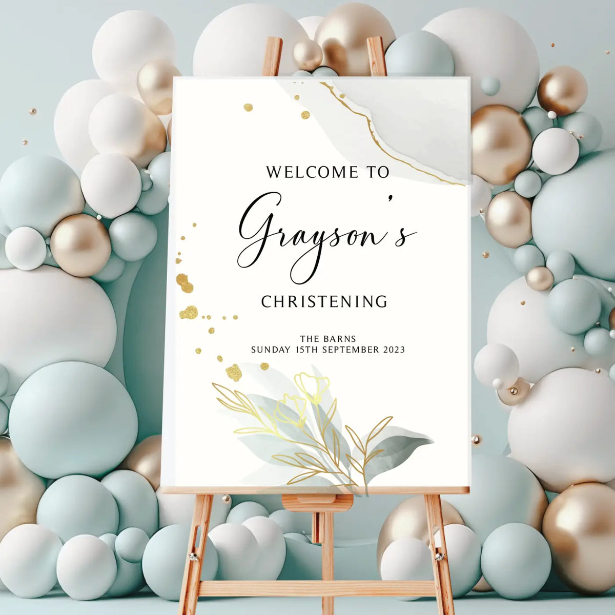 Personalised event sign – luxury christening day on premium foamboard | bridgnorth printed signs