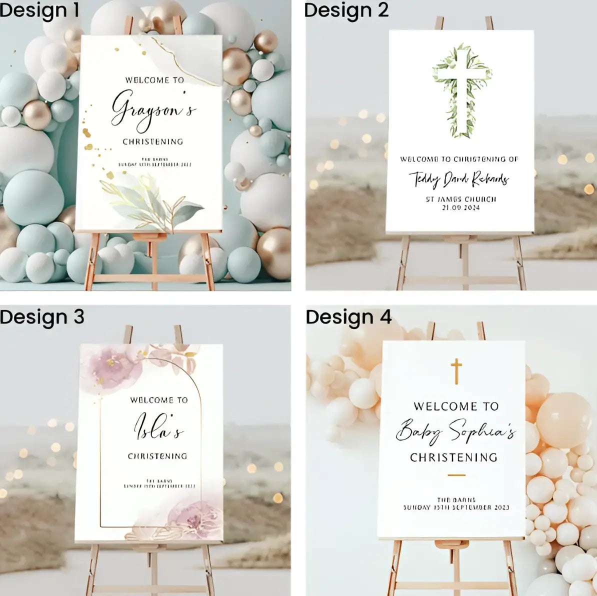 Personalised event sign – luxury christening day on premium foamboard | bridgnorth printed signs