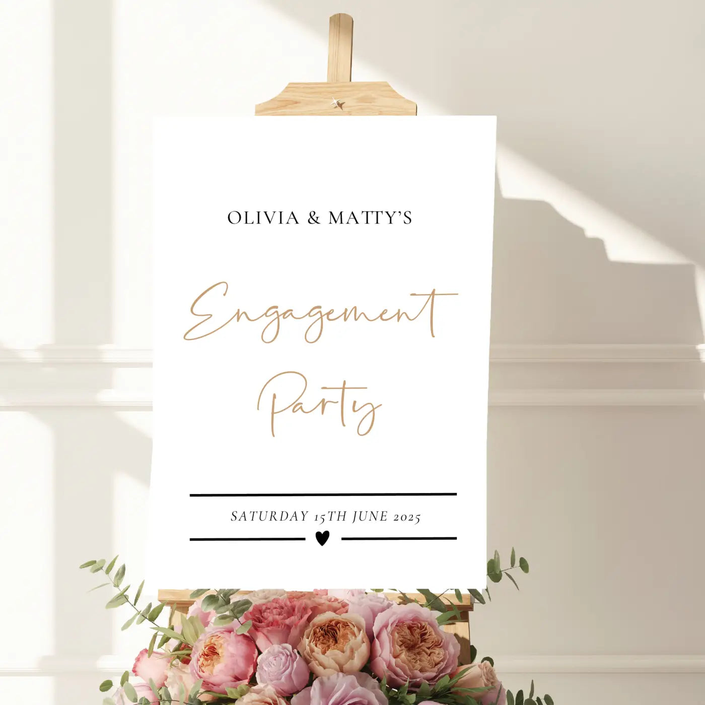 Personalised event sign – luxury engagement party welcome board with matte finish