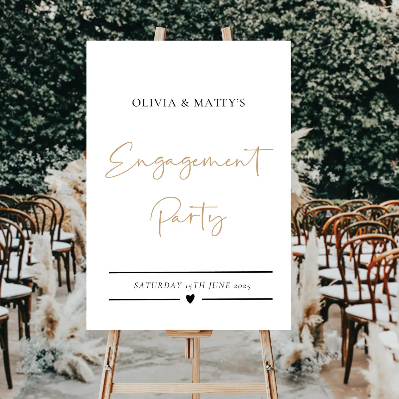Personalised event sign – luxury engagement party welcome board with matte finish