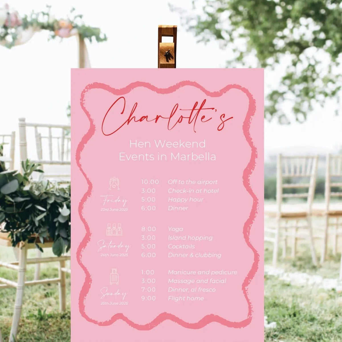 Personalised party sign for personalised party styling
