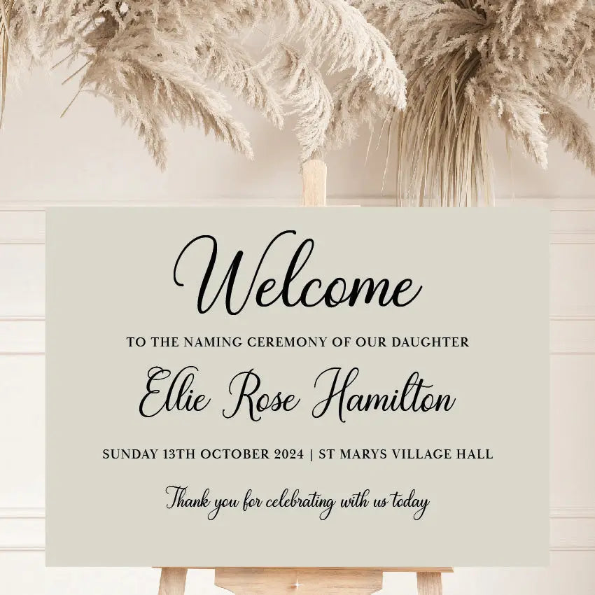 Personalised event sign | luxury naming ceremony - custom foamboard print