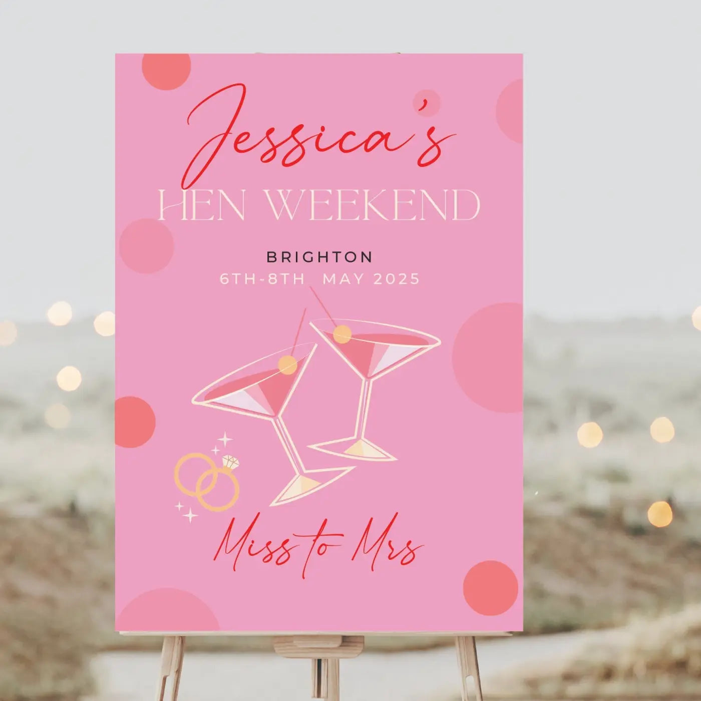 Personalised event sign – luxury party decor | hen weekend welcome cocktail